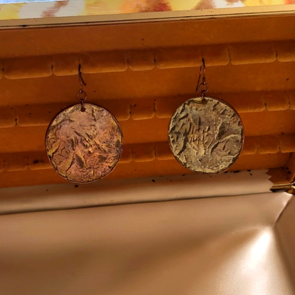 Textured Round Dangle Earrings
